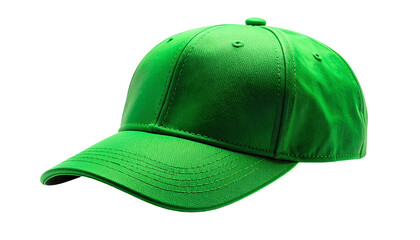 Green baseball cap isolated on white background fashion accessory.