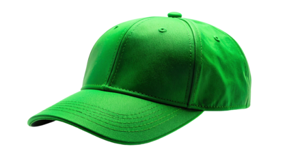 Green baseball cap isolated on white background fashion accessory.