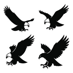 Majestic eagle silhouettes in flight dynamic poses capturing strength and freedom silhouette