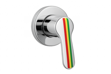 Chrome shower mixer handle with reggae rasta colors