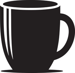Simple black silhouette of a classic ceramic coffee mug with a handle