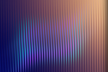 Abstract gradient of blue and purple light refracted through a vertical ribbed surface with soft illumination