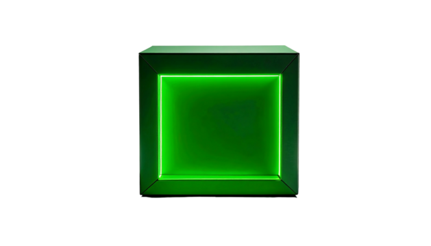 Green Illuminated Cube Modern Design and Vibrant Lighting.