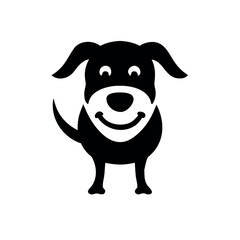 Naklejka premium Smiling dog face minimal logo concept friendly pet art Vector illustration