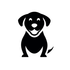 Fototapeta premium Happy dog silhouette centered clean pet design Vector illustration