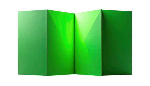 Green Paper Folded Abstract Shape.