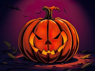 Spooky Halloween Pumpkin in Candlelight