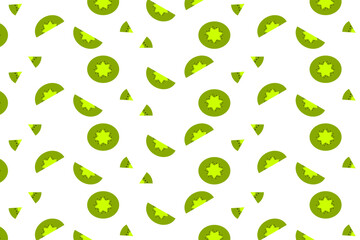 Seamless Kiwi Fruit Pattern on White Background