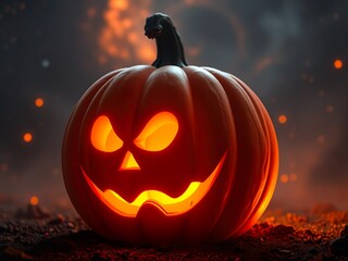 Spooky Halloween Pumpkin in Candlelight