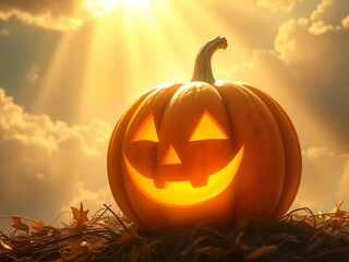 Spooky Halloween Pumpkin in Candlelight