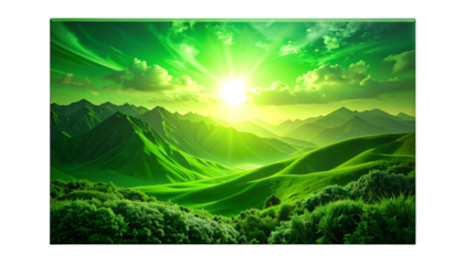 Green Valley Sunrise A Vibrant Landscape.