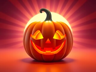 Carved Halloween Pumpkin with Night Glow