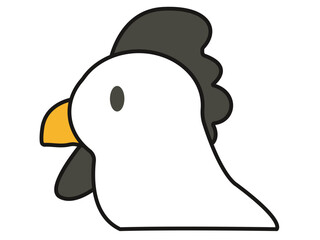 Side profile of cartoon chicken with black comb