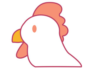 Kawaii-style chicken with red details