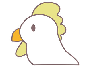 Cartoon chicken with yellow comb – flat vector illustration