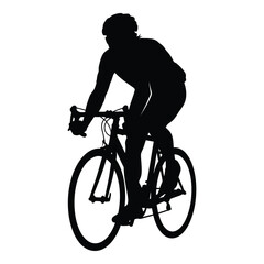 Dynamic silhouette of a cyclist riding a bicycle in motion representing sport and fitness silhouette