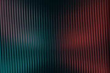 Dark abstract background with vertical lines and a striking gradient of teal and deep red colors,...
