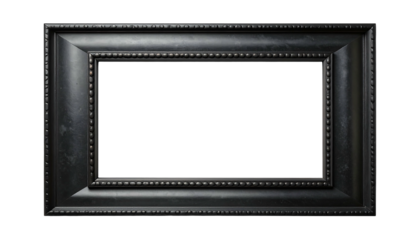 Ornate Black Picture Frame Isolated on White Background.