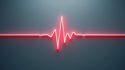 Glowing red ECG waveform cuts through dark void—sharp peaks evoke tension, clarity, and digital life.
