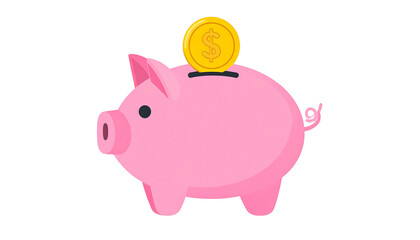 Pink Piggy Bank Saving Money Coin.