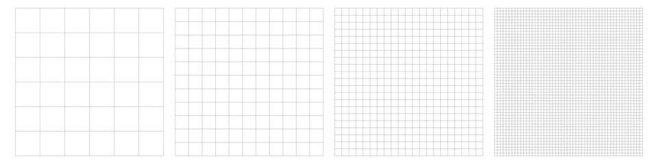 Set of grid pattern templates isolated on white background
