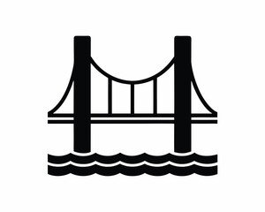 Bridge architecture icon  silhouette vector isolated on white background