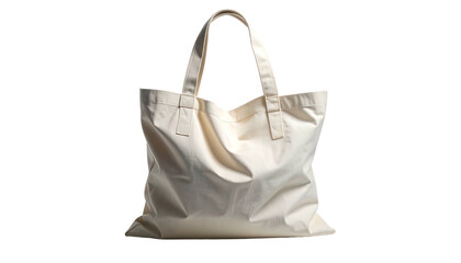 Simple white tote bag on a white background.