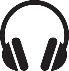 Black silhouette of headphones with musical notes emitting sound waves