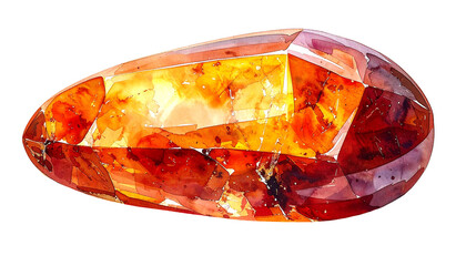 Sparkling gemstone with vibrant orange and red hues.