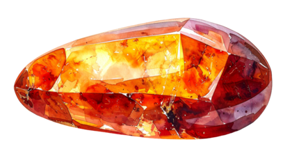 Sparkling gemstone with vibrant orange and red hues.