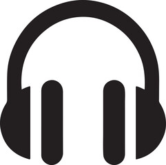 Black silhouette of headphones with musical notes emitting sound waves