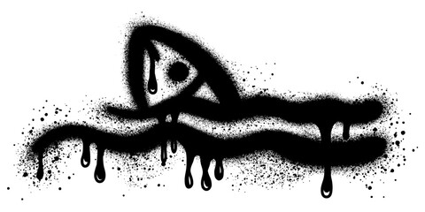 fish graffiti with black spray paint.