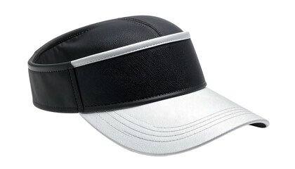 Stylish Black and White Baseball Cap with Silver Stripe.