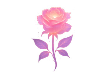 Obraz premium Glowing pink rose with purple petals transparent background