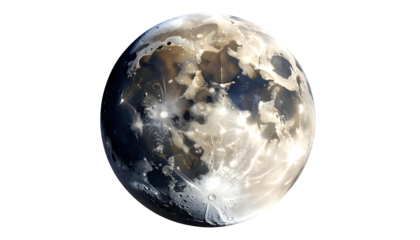 The Moon illuminated in space with craters and texture.