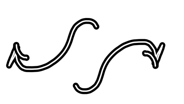 Hand-Drawn Wavy Directional Arrows