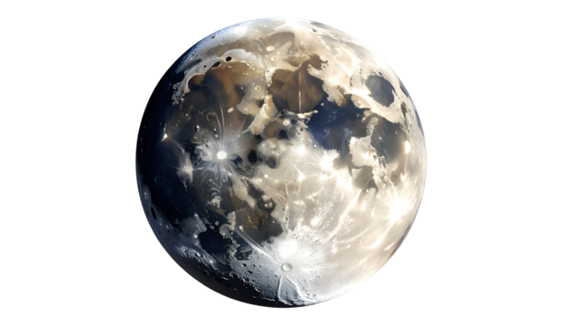 The Moon illuminated in space with craters and texture.