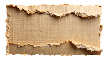 Torn cardboard piece with rough edges and texture.