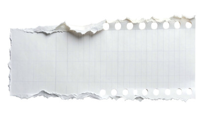 Torn paper fragment isolated on white background.