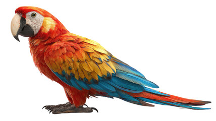 3d realistic icon of colorful parrot standing showcasing tropical wildlife beauty, exotic bird species, and vibrant nature illustration isolated on white background