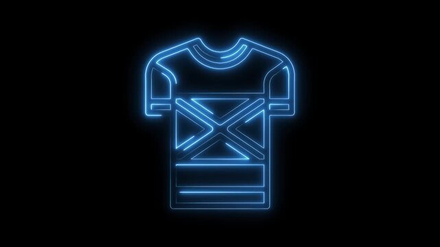 Glowing neon t shirt isolated on black background modern graphic illustration
