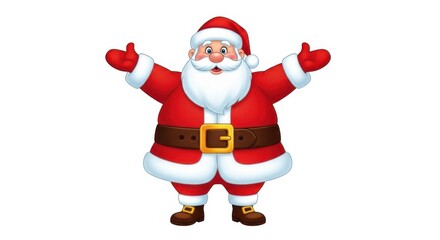 Santa claus with open arms isolated on white background, ready for christmas
