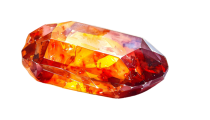 Vibrant gemstone crystal with fiery orange and red hues.
