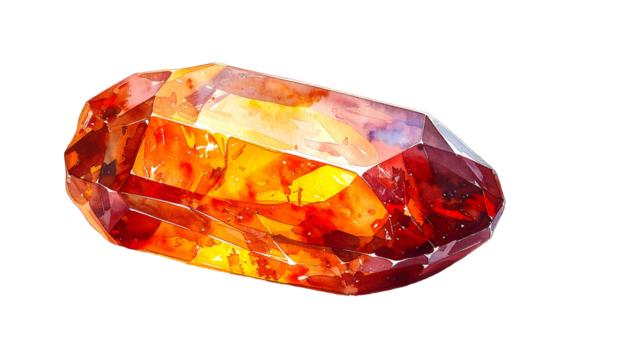 Vibrant gemstone crystal with fiery orange and red hues.