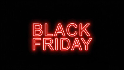 Bright red neon sign that says black friday illuminates a dark background with a modern glow - Powered by Adobe
