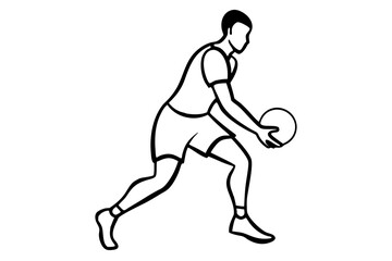 line art Basketball dribbling silhouette vector