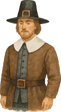 Watercolor vector illustrations of a purtian