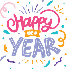 Happy New Year 2026 Typography Set – Festive Lettering and Celebration Elements
