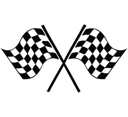 Two crossed checkered flags waving in the wind a symbol of racing and competition on a white background vector illustration