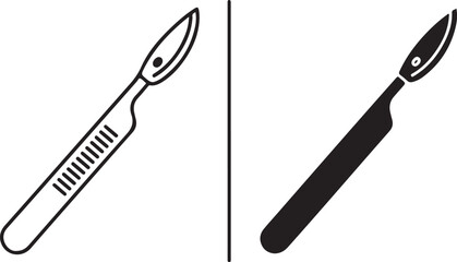 Vector art of scalpel black and white vector illustration of a surgical scalpel, representing surgery, medicine, and healthcare for medical procedures and operations on